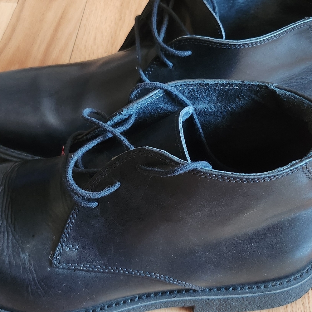 Black leather ankle boots